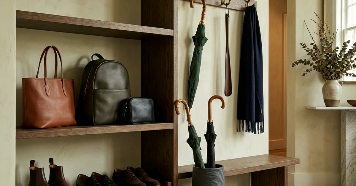 Entryway Storage for Bags, Shoes, and Wet Weather