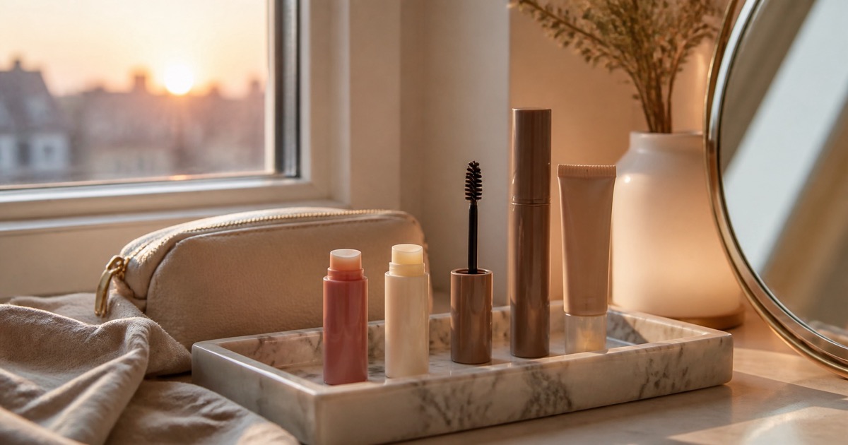 A Five-Minute Lip and Brow Kit for Early Starts