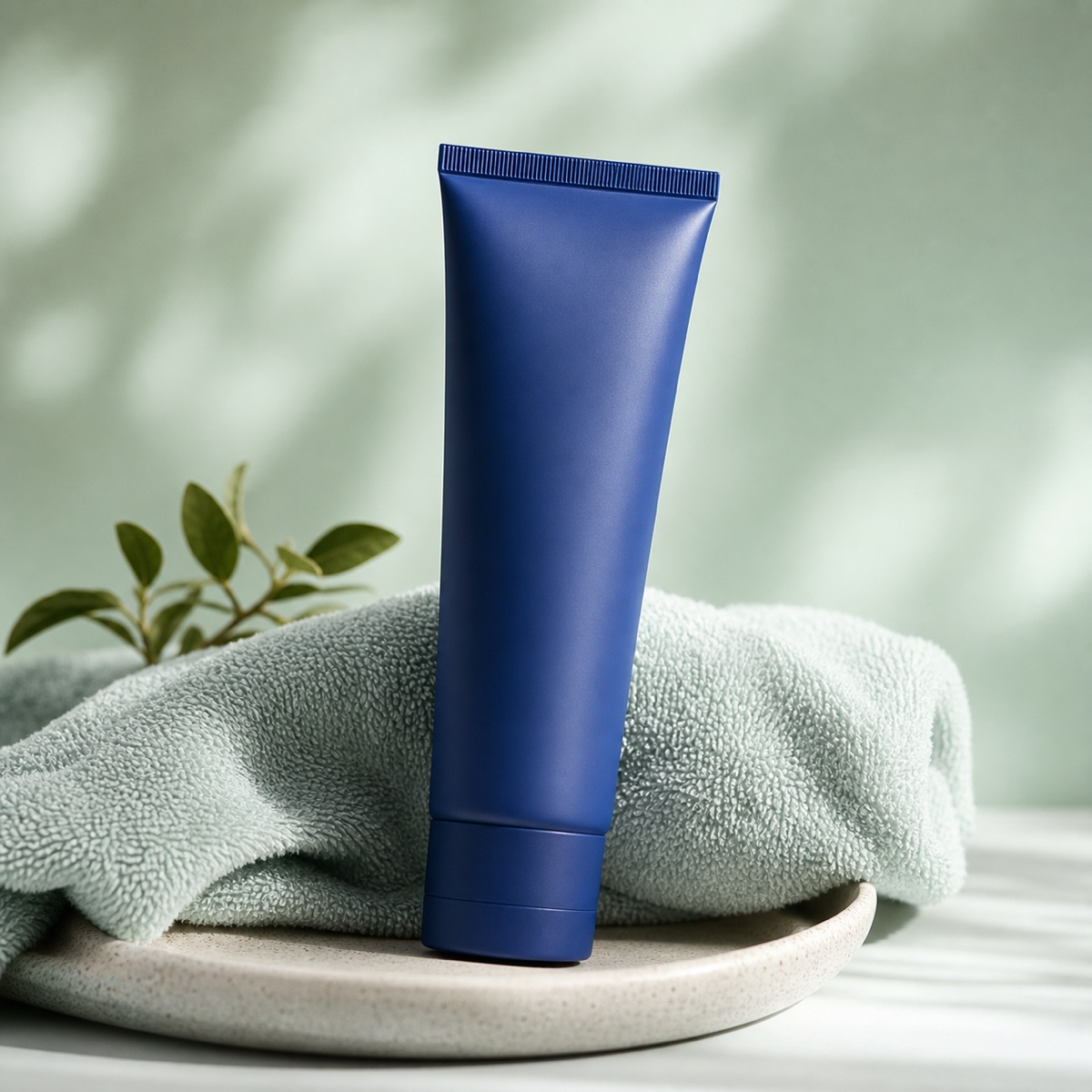 Minimal skincare bottles in soft natural light