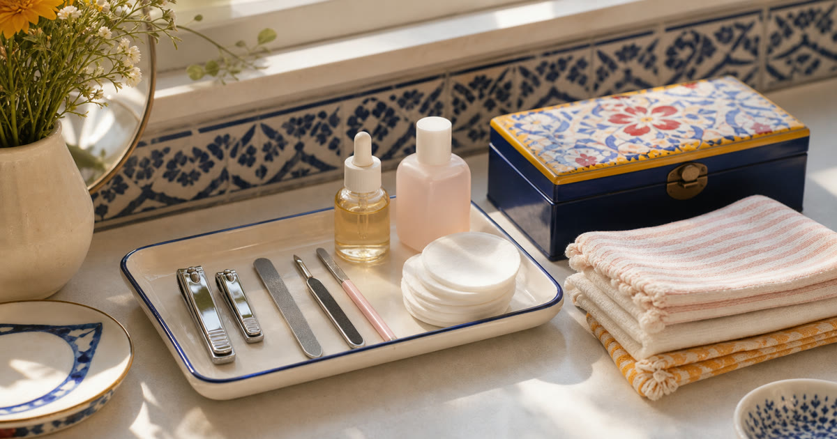 The Small Vanity Nail Maintenance Kit for Files, Clippers, and Polish Cleanup