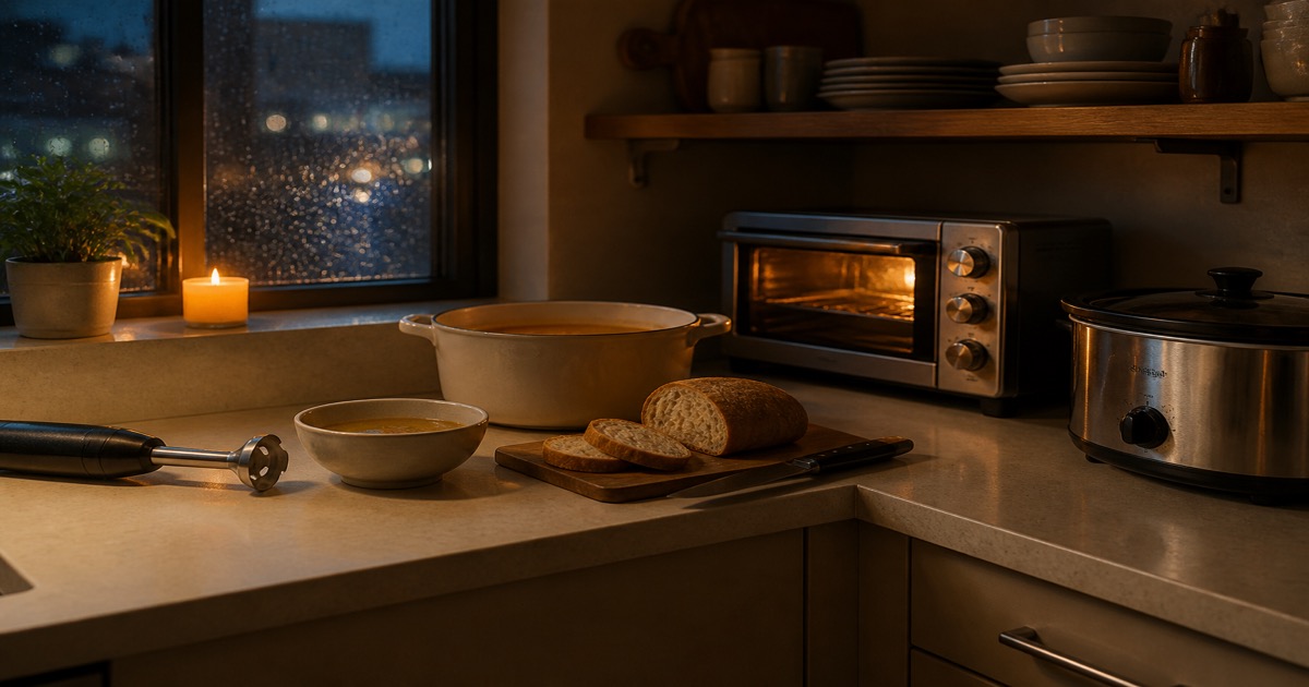 The Weeknight Soup and Toast Counter Without Appliance Clutter